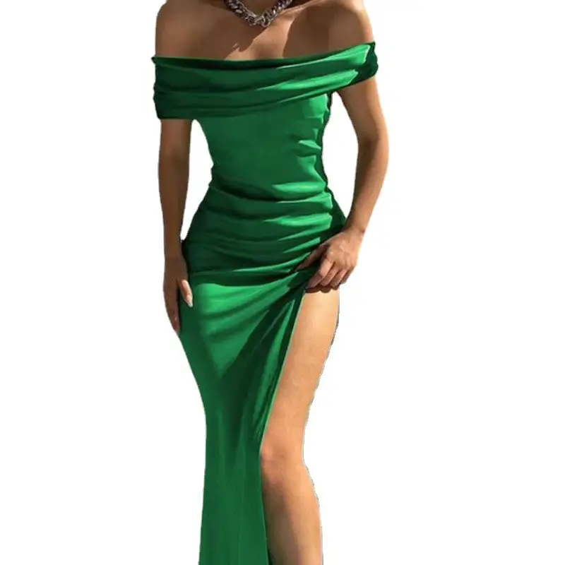 Red One-Neck Sleeveless Dress with High Slit - Image 6