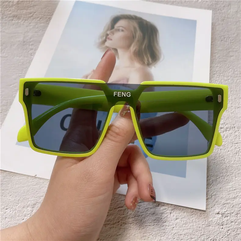 Men & Women Large Frame Sunglasses Yellow Tinted Fashion Glasses - Image 9