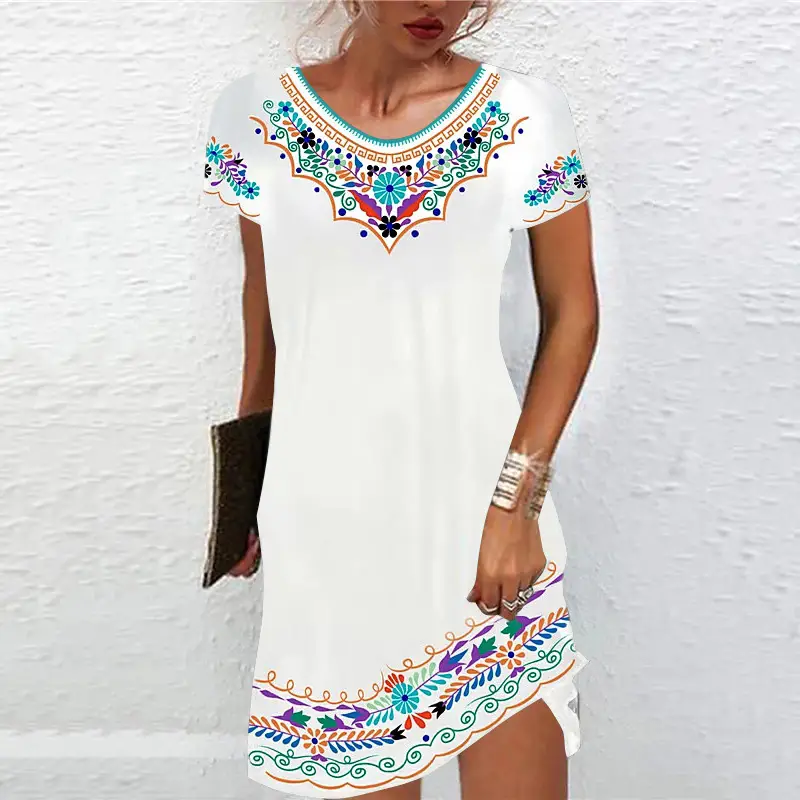 Black Printed Mid-Waist Summer Dress with Embroidery - Image 13