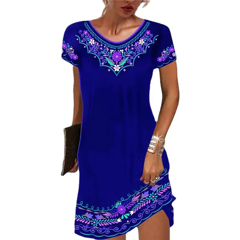 Black Printed Mid-Waist Summer Dress with Embroidery - Image 14
