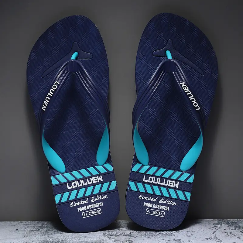 Men's New Summer Teal Black Flip Flops
