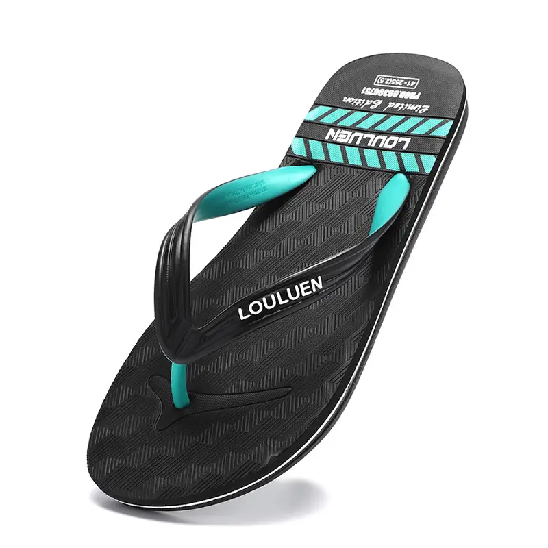 Men's New Summer Teal Black Flip Flops