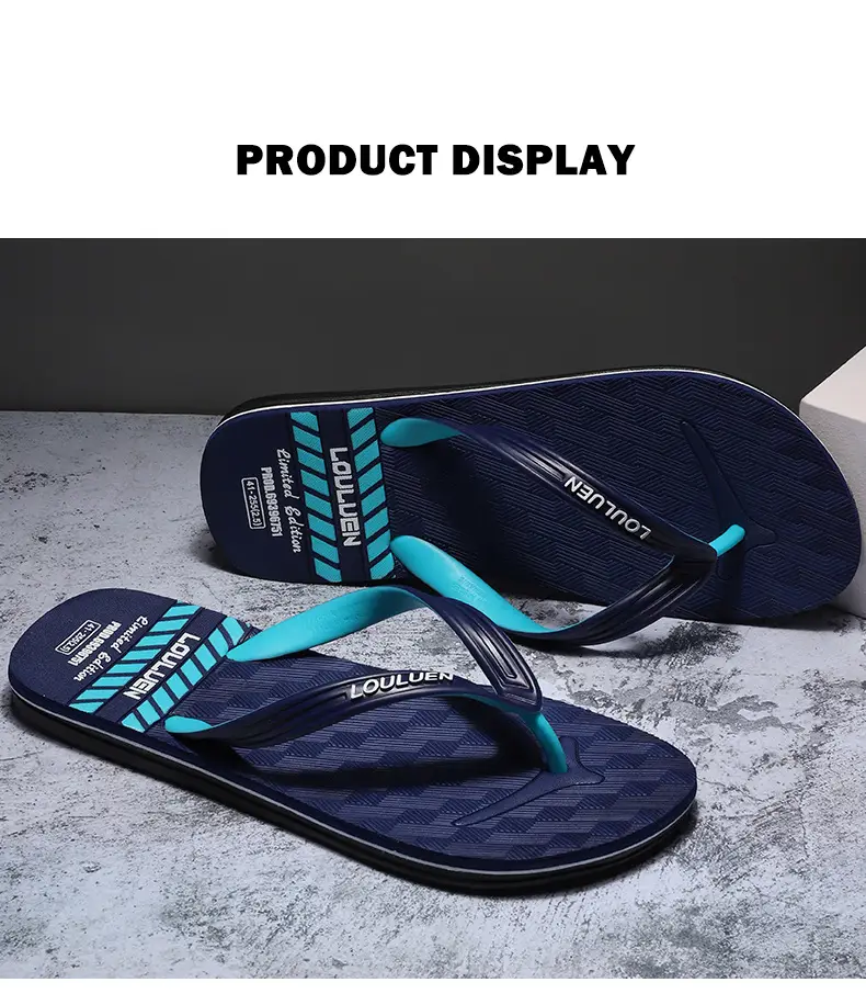 Men's New Summer Teal Black Flip Flops — feature 10