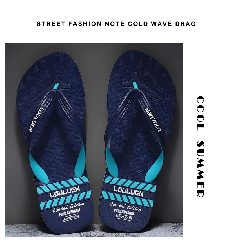 Men's New Summer Teal Black Flip Flops — feature 11