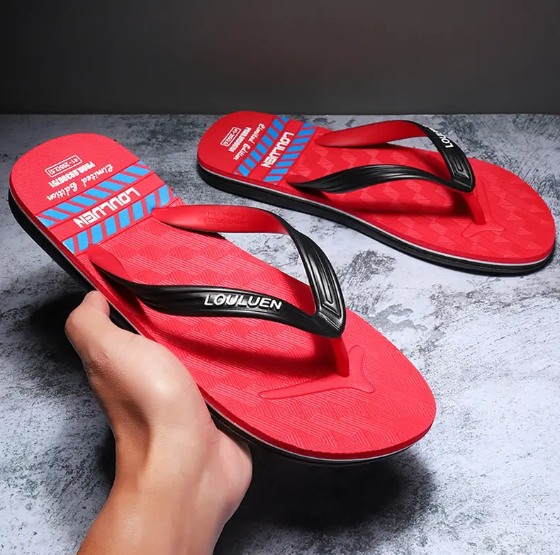 Men's New Summer Teal Black Flip Flops — feature 4