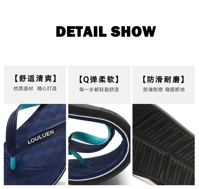 Men's New Summer Teal Black Flip Flops — feature 9