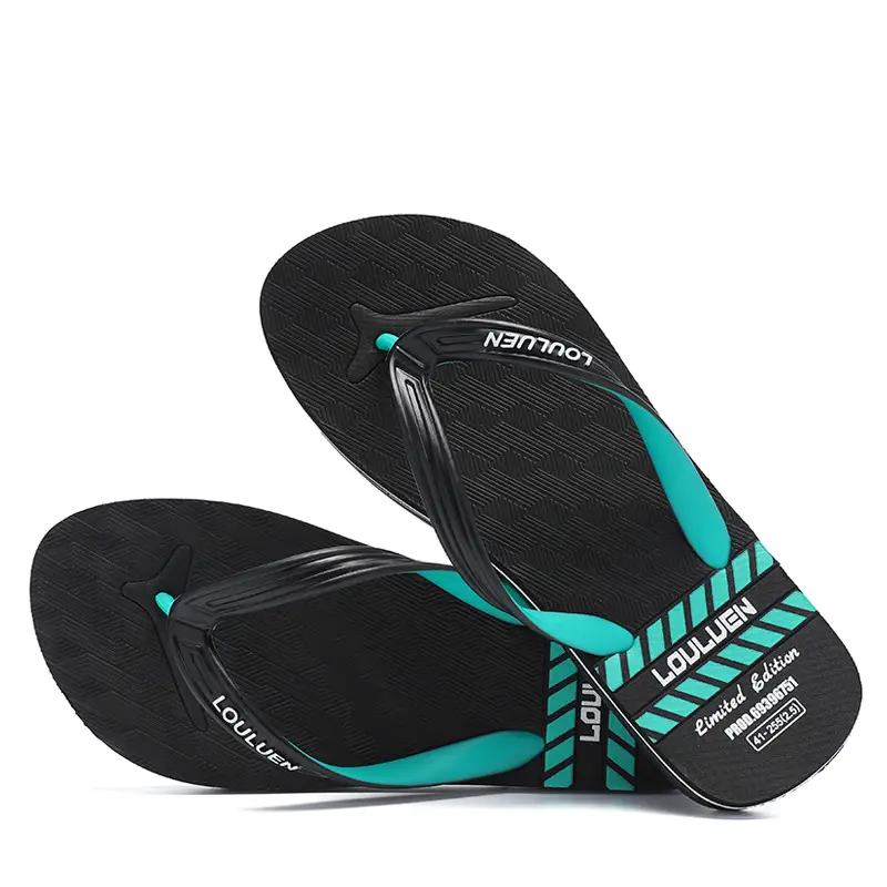 Men's New Summer Teal Black Flip Flops