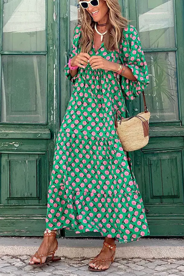 Women Digital Printed Long Dress Purple 2023 Summer - Image 2