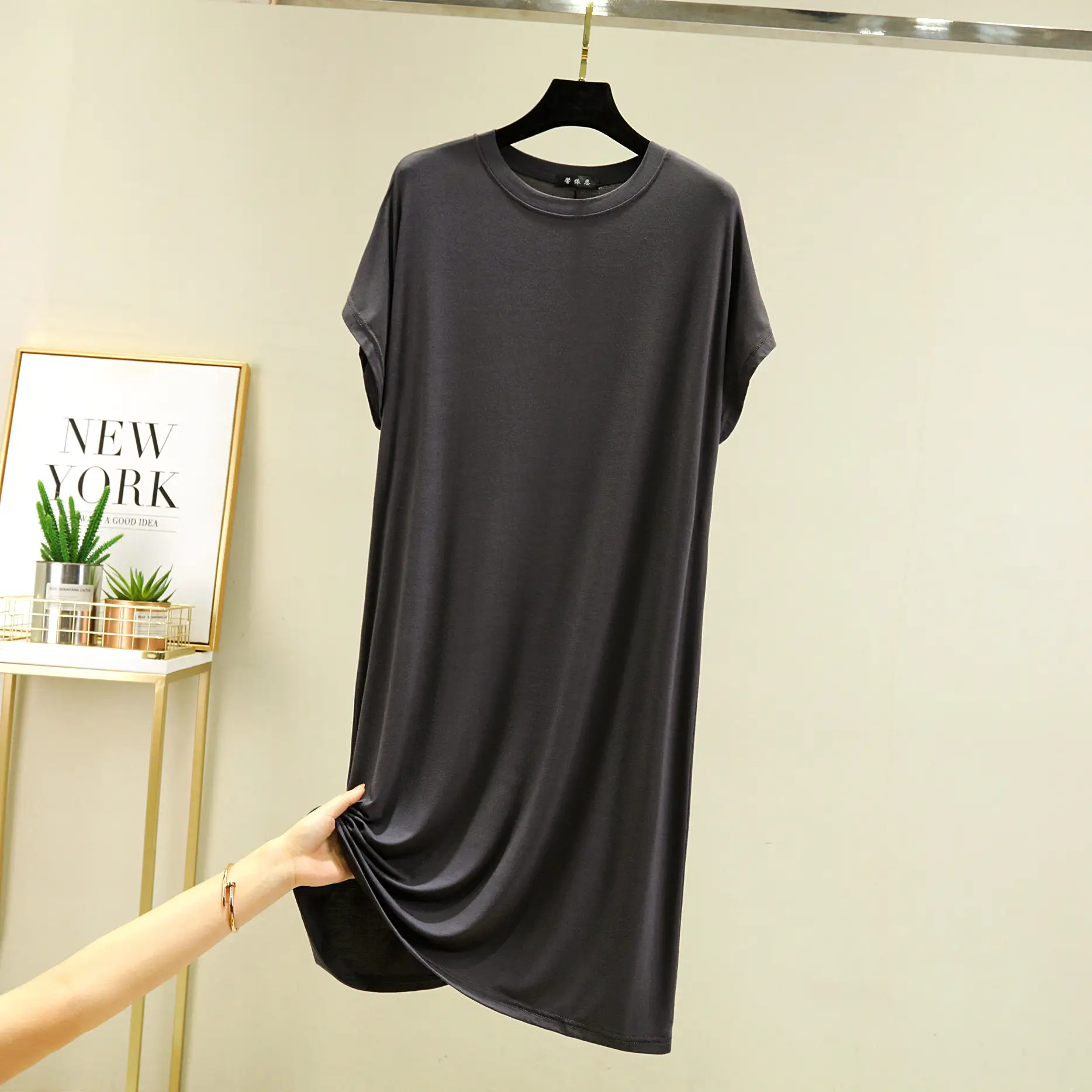 Women's New Modal Loose Nightdress Pink Plus Size - Image 10