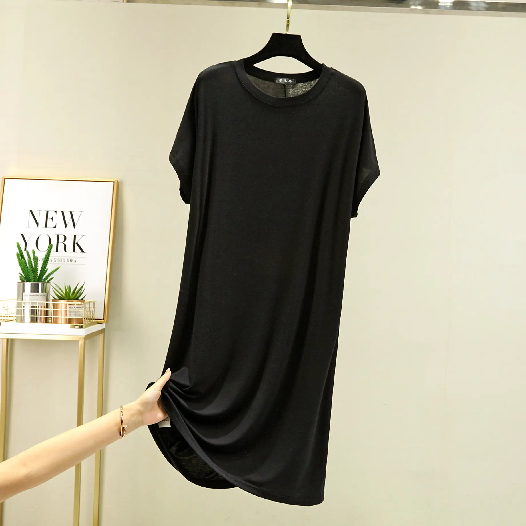 Women's New Modal Loose Nightdress Pink Plus Size - Image 2