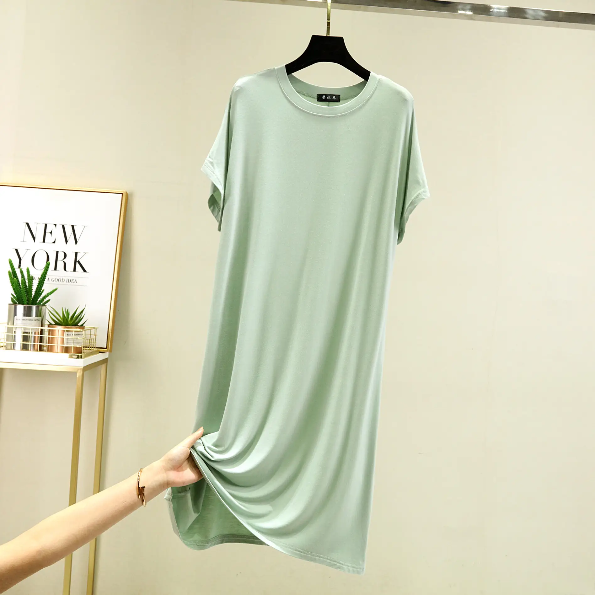 Women's New Modal Loose Nightdress Pink Plus Size - Image 4
