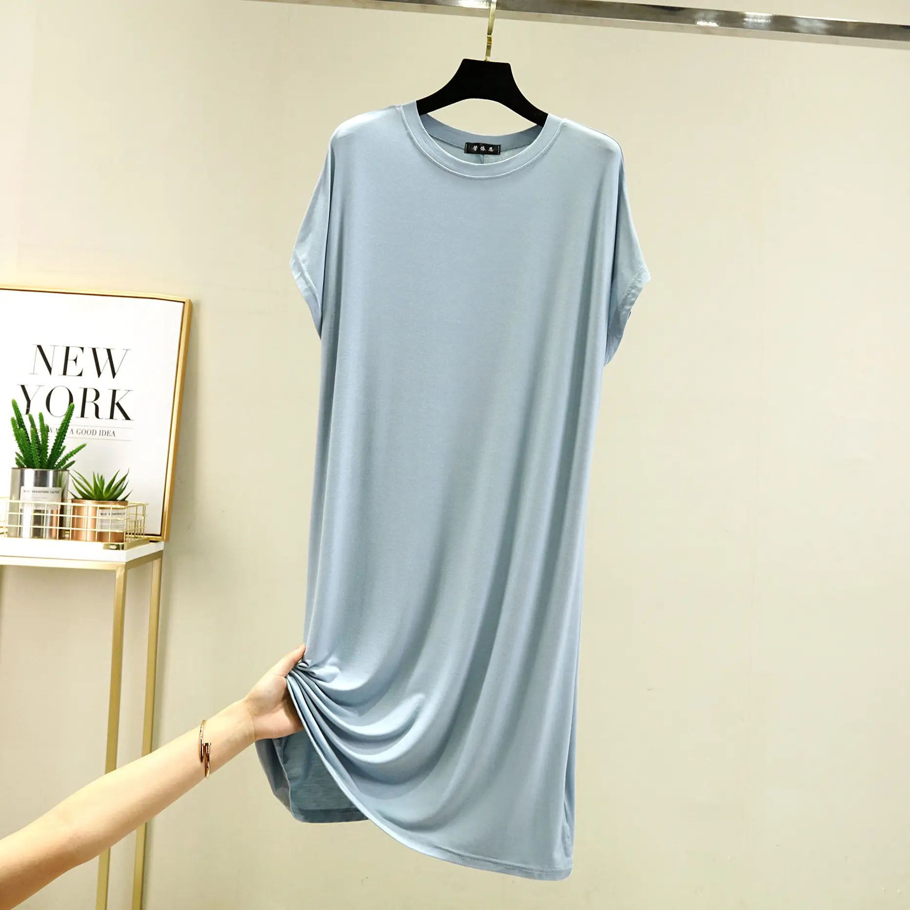 Women's New Modal Loose Nightdress Pink Plus Size - Image 5