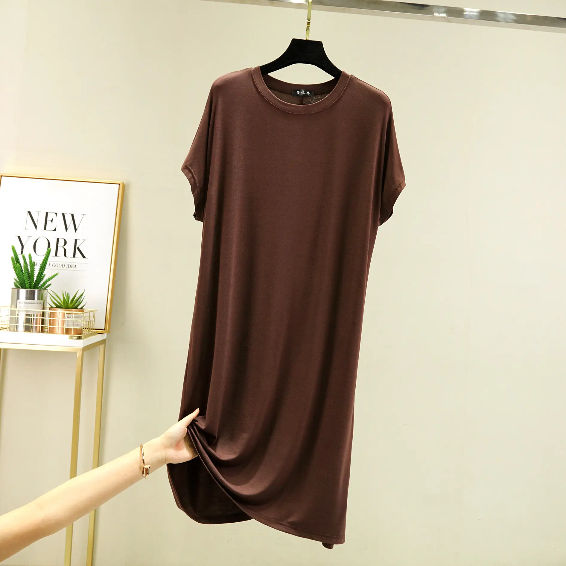 Women's New Modal Loose Nightdress Pink Plus Size - Image 8