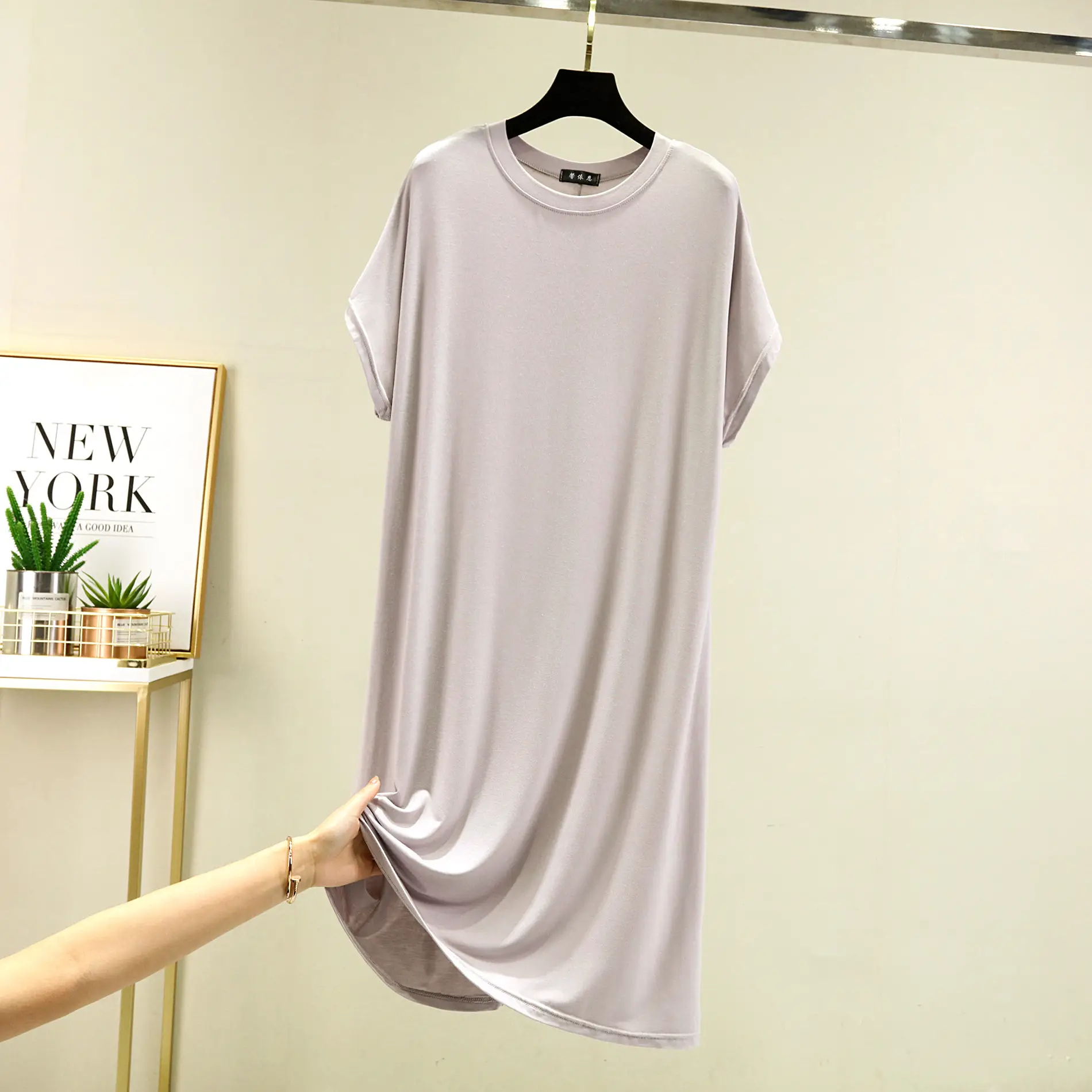 Women's New Modal Loose Nightdress Pink Plus Size - Image 9