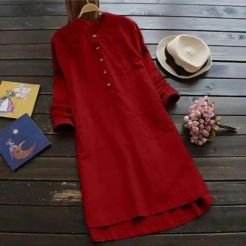 2024 White Cotton Linen Long Sleeve Shirt Large - Image 10
