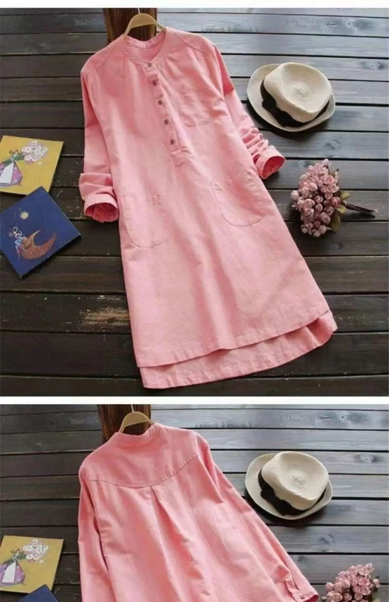2024 White Cotton Linen Long Sleeve Shirt Large — feature 6