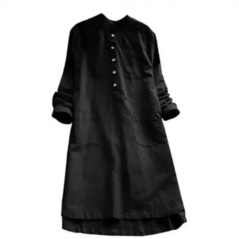 2024 White Cotton Linen Long Sleeve Shirt Large - Image 3