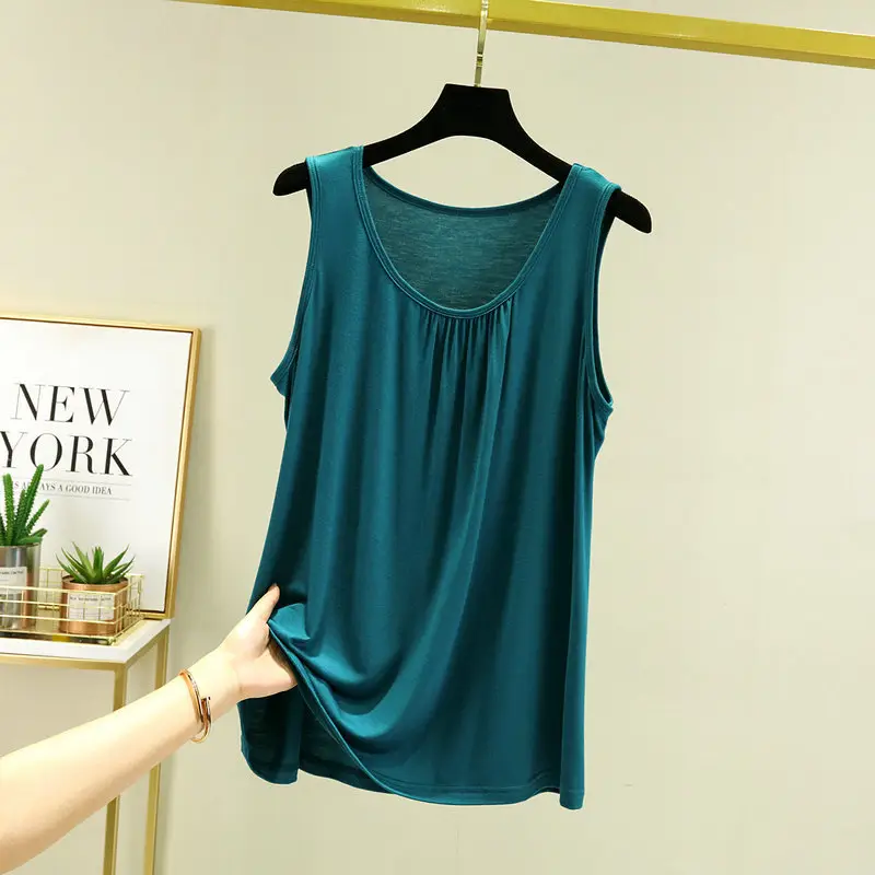 2022 Summer Sleeveless Modal Vest Teal Large - Image 5