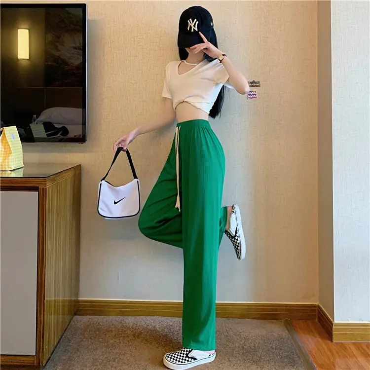 Women Wide Leg Pants Ice Silk Draped 2022 Summer - Image 9