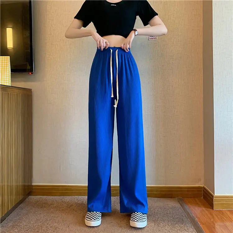 Women Wide Leg Pants Ice Silk Draped 2022 Summer - Image 3