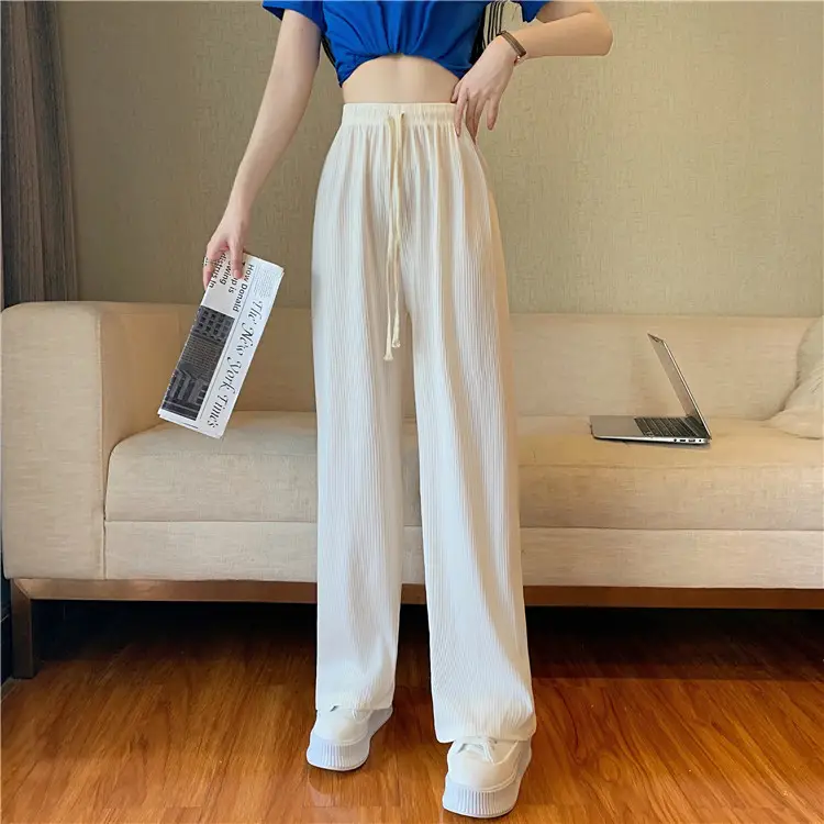 Women Wide Leg Pants Ice Silk Draped 2022 Summer - Image 5