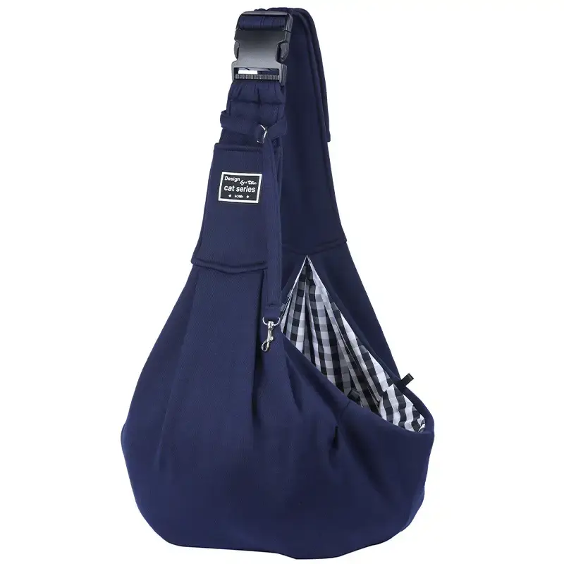 dark blue adjustable snap bag