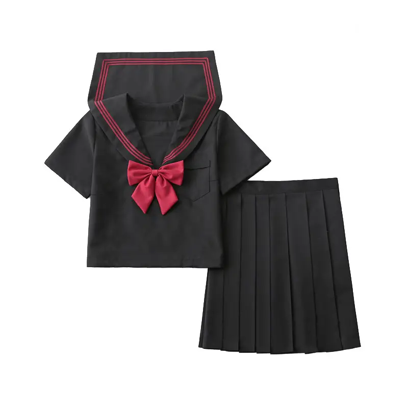 Japanese Orthodox Jk Uniform Dark Black Red Bad Skirt Suit