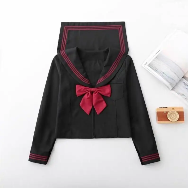 Japanese Orthodox Jk Uniform Dark Black Red Bad Skirt Suit