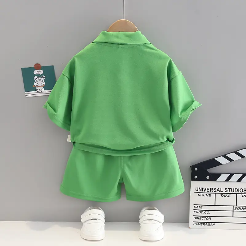 Blue Korean Style Boys T-Shirt Set Short Sleeve Two Piece - Image 4
