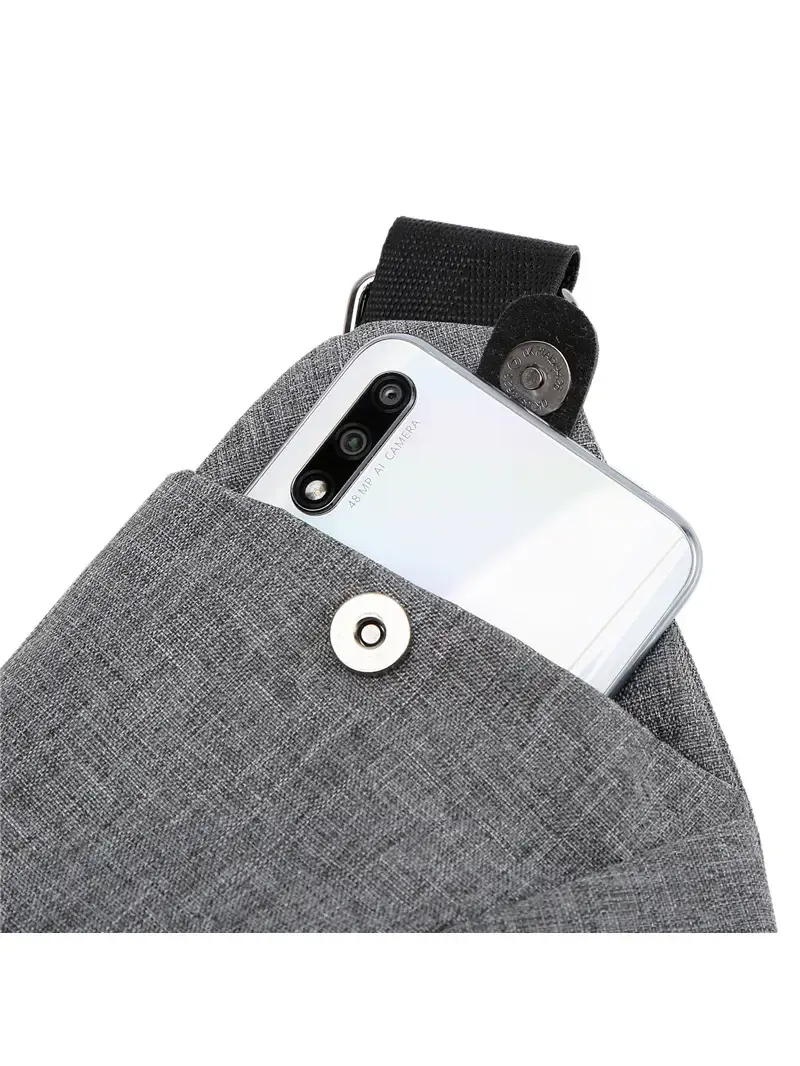 Men's Grey Crossbody Bag with Adjustable Strap - Image 7