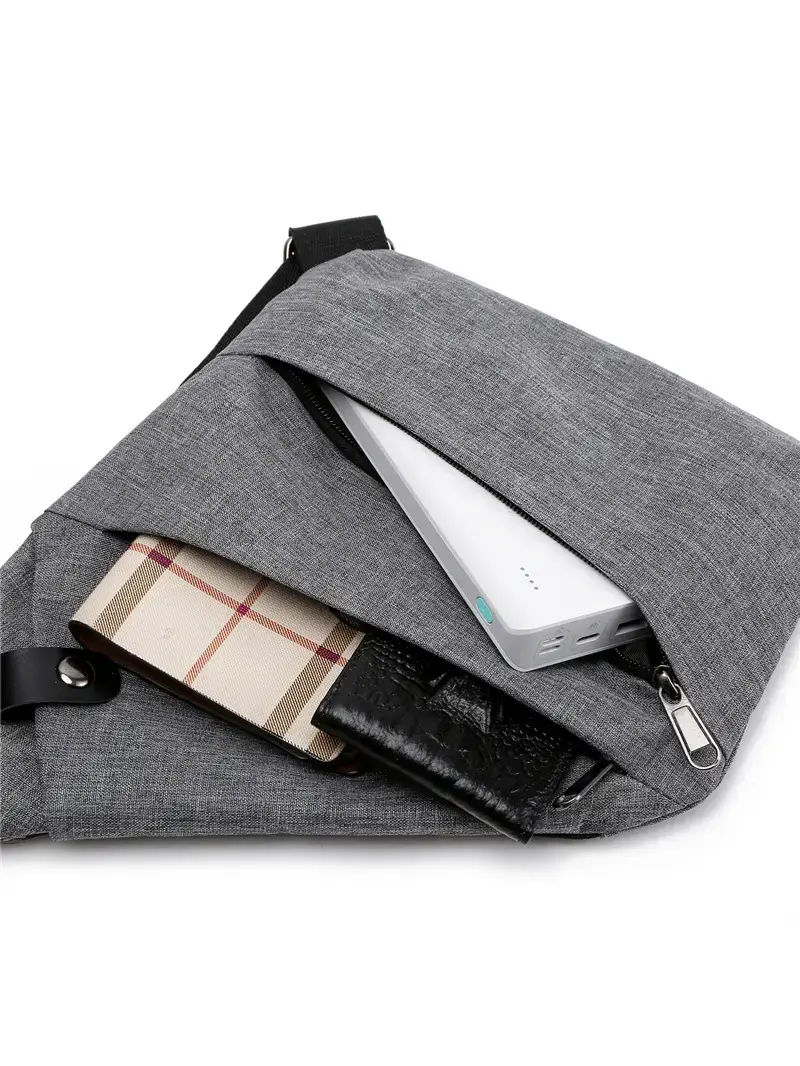 Men's Grey Crossbody Bag with Adjustable Strap - Image 8