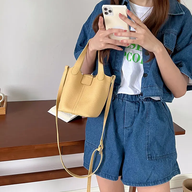 2026 New Korean Style Soft Texture Single-Shoulder Bucket Bag - Image 5