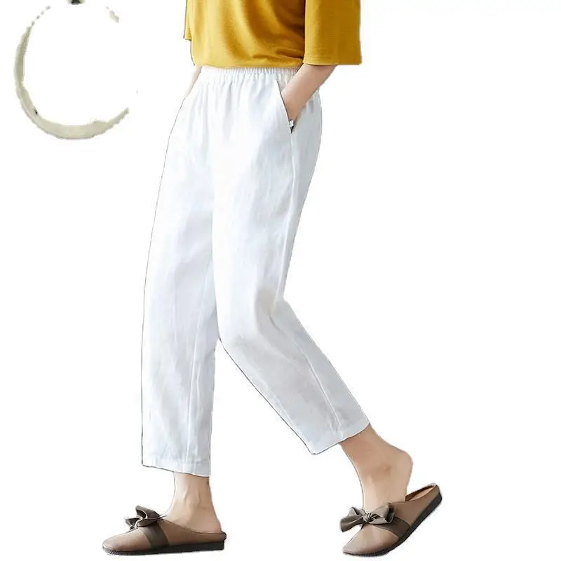 Women Cotton Linen Harem Pants Large Size Nine Point - Image 10