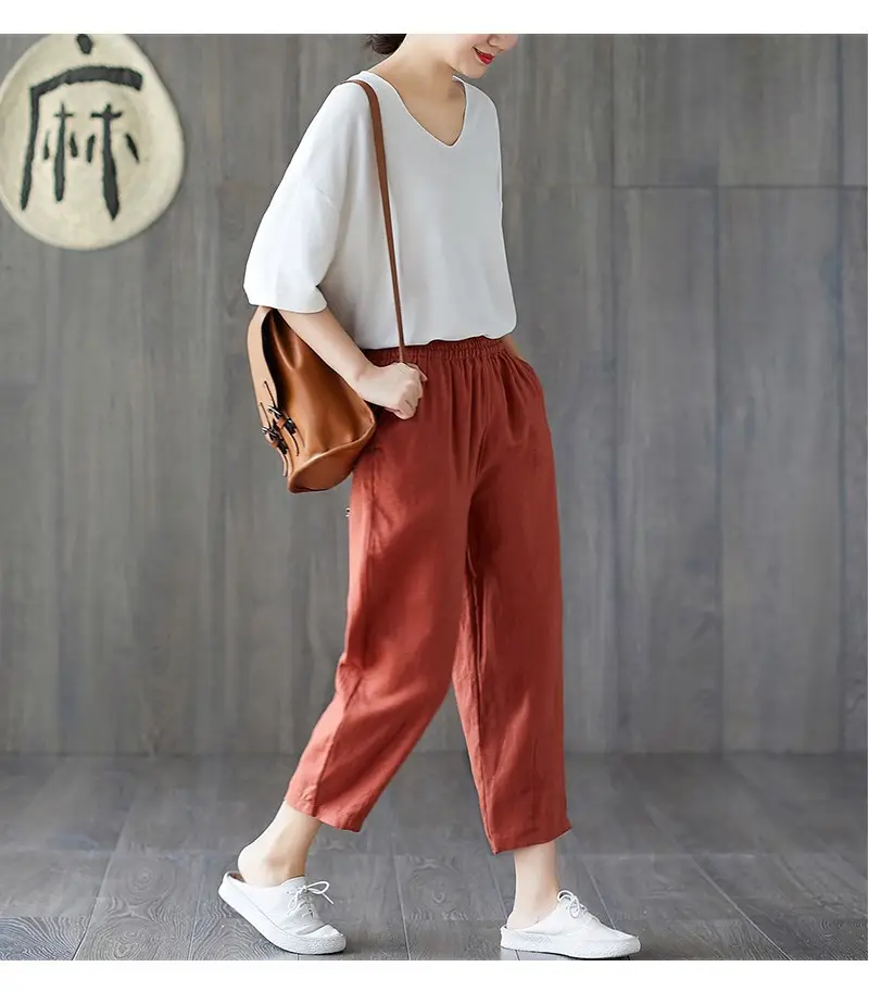 Women Cotton Linen Harem Pants Large Size Nine Point — feature 18
