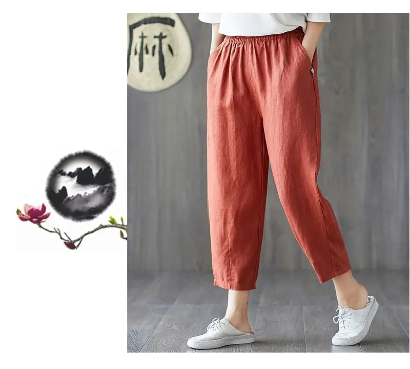 Women Cotton Linen Harem Pants Large Size Nine Point — feature 19