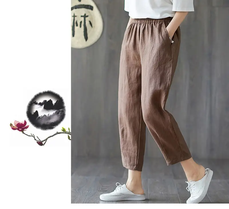 Women Cotton Linen Harem Pants Large Size Nine Point — feature 23