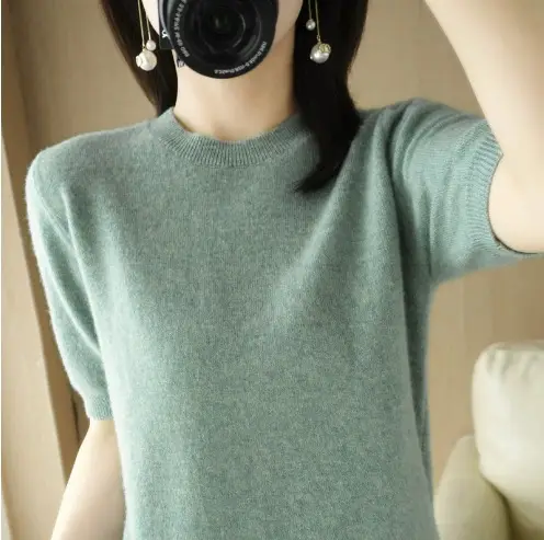 Gentle Green Knit T-Shirt Large Women Spring Summer - Image 17