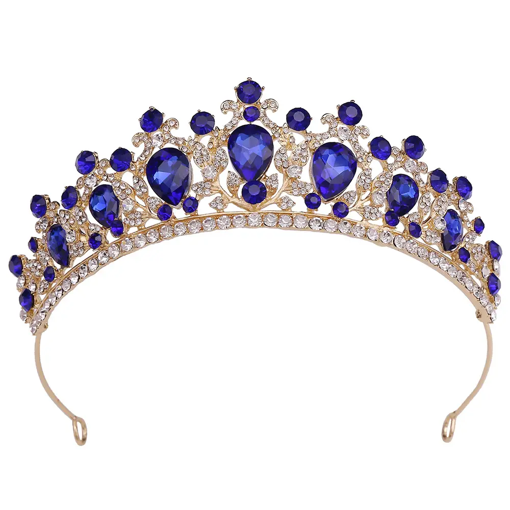 Crystal Blue Crown Hairpin for Bridage & Party Wear - Image 4