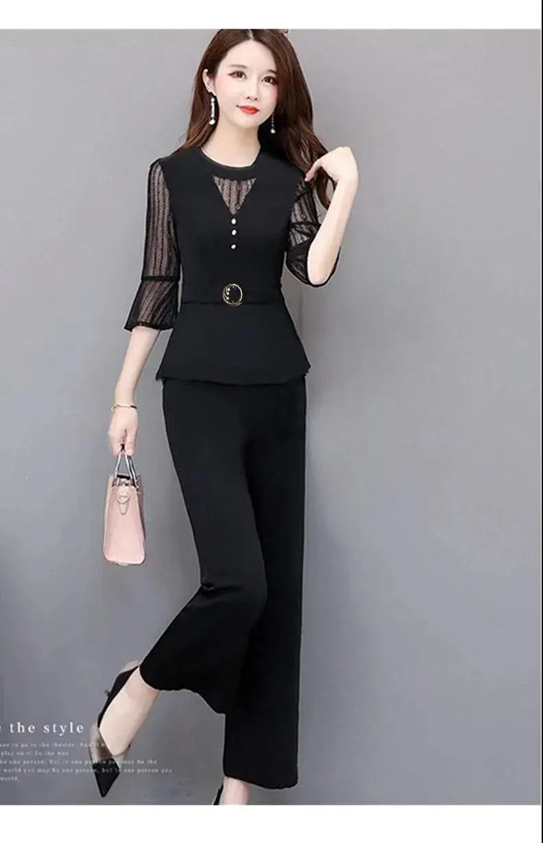 Women's Maroon Age-Reducing Mesh Pencil Pants Set — feature 5