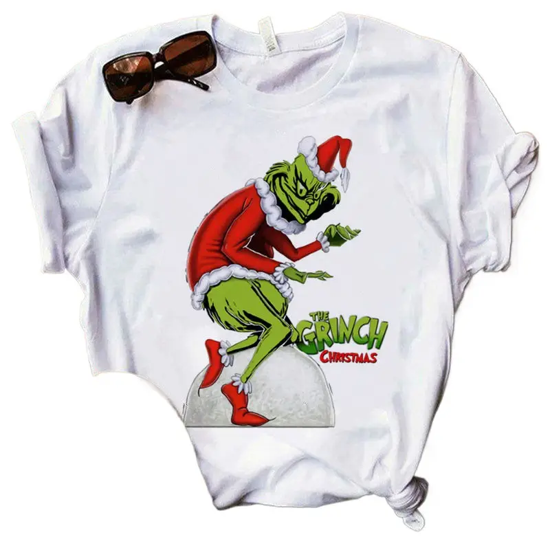 Christmas Grinch Printed Men's T-Shirt White - Image 24