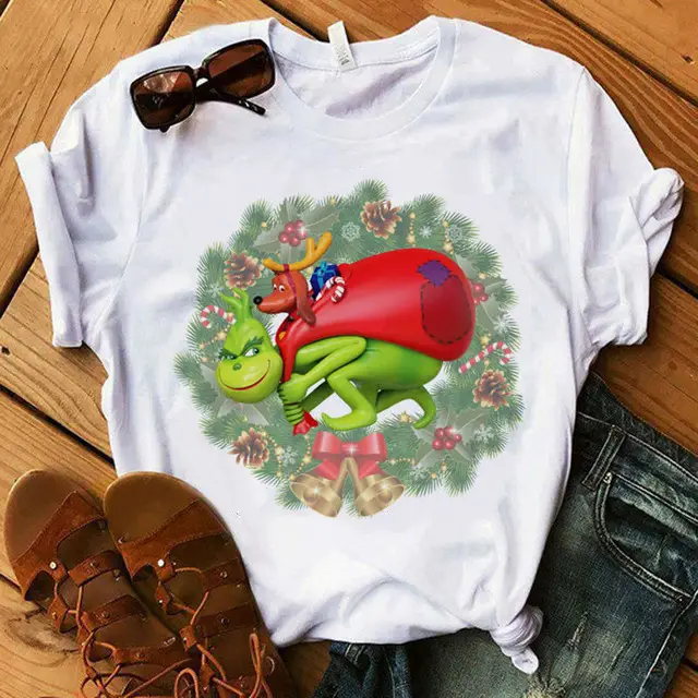 Christmas Grinch Printed Men's T-Shirt White - Image 16