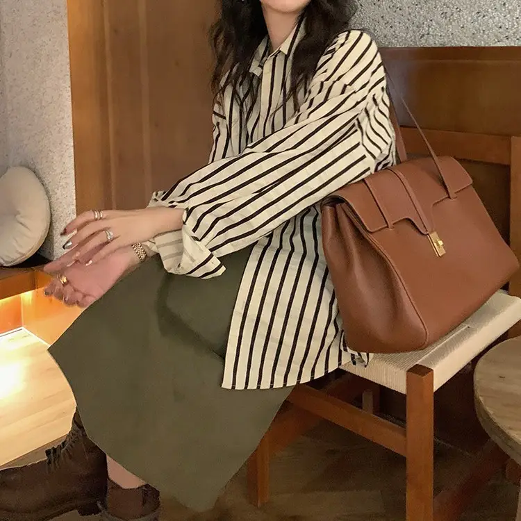 Women's Long Sleeve Striped Shirt All Season Elegant - Image 2