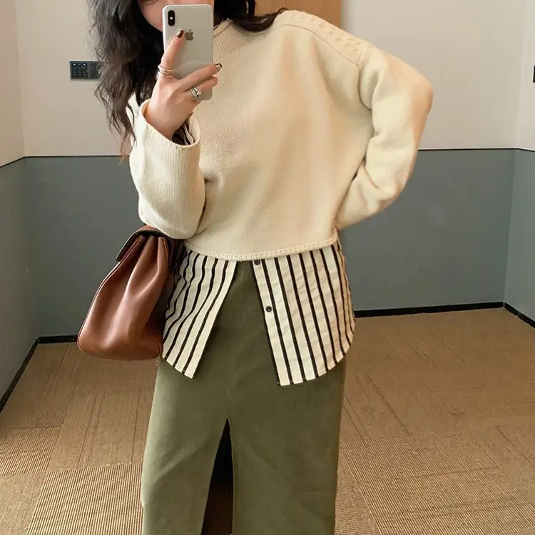 Women's Long Sleeve Striped Shirt All Season Elegant - Image 3