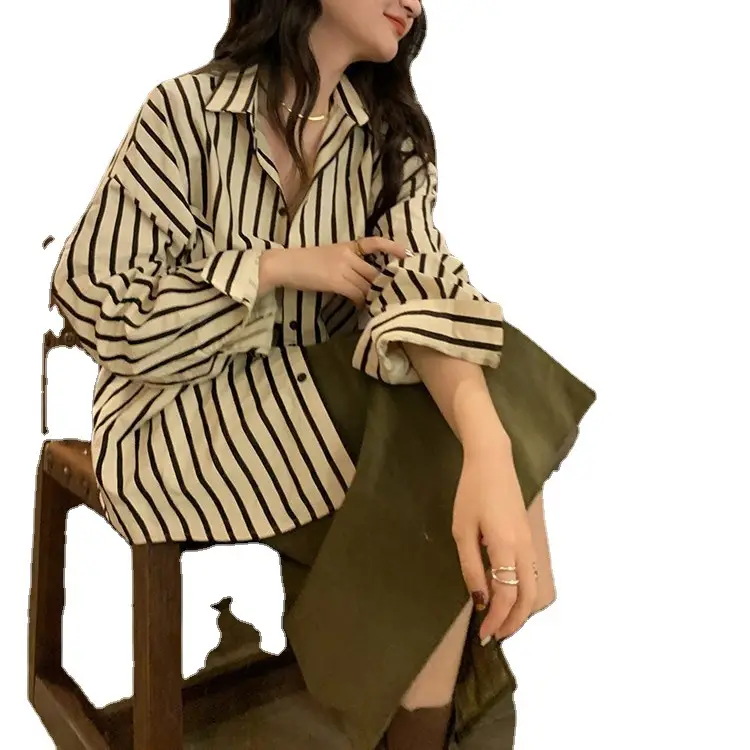 Women's Long Sleeve Striped Shirt All Season Elegant - Image 4