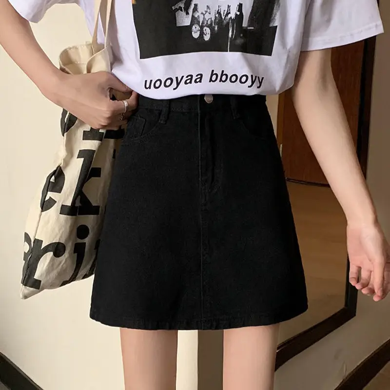 Women Denim High Waist Shorts Black Summer 2022 - Image 7