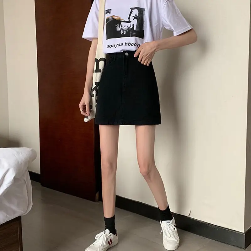 Women Denim High Waist Shorts Black Summer 2022 - Image 8