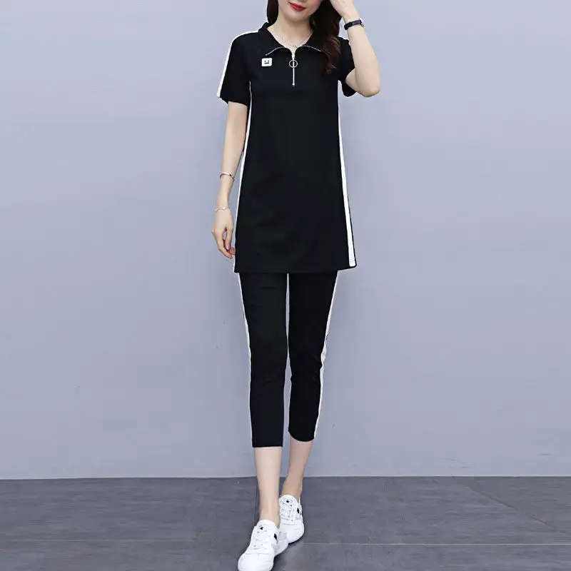 Women Black Polo T-Shirt Set Large Medium Medium - Image 4