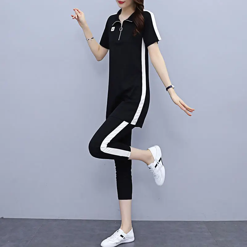 Women Black Polo T-Shirt Set Large Medium Medium - Image 5