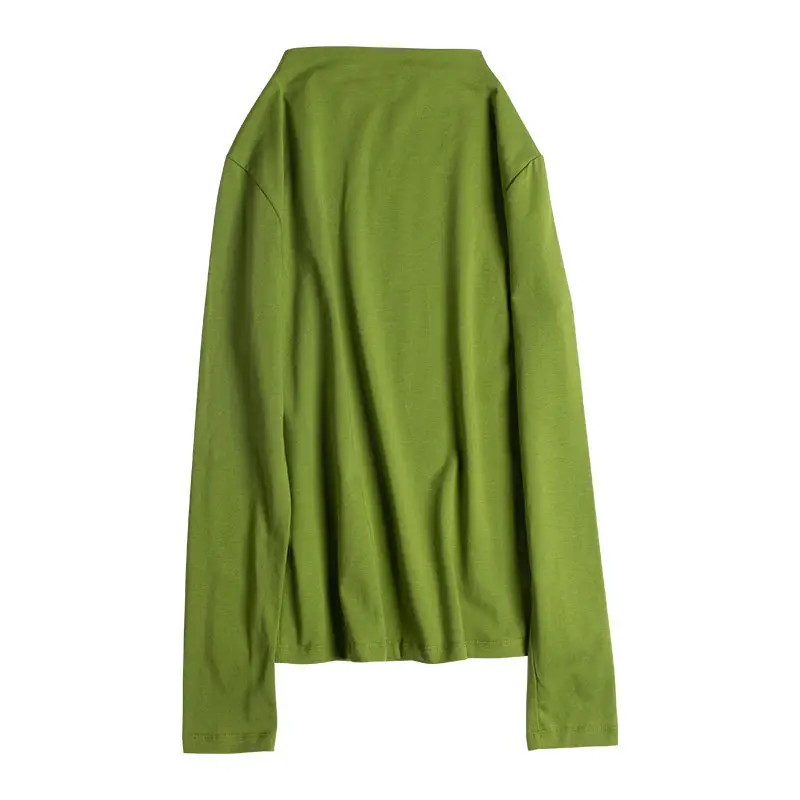 Women's Long Sleeve Black Slim T-Shirt with Half Turtleneck - Image 3