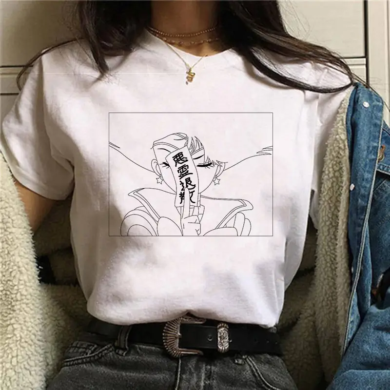 Women Sailor Moon Printed T-Shirt White Short Sleeve